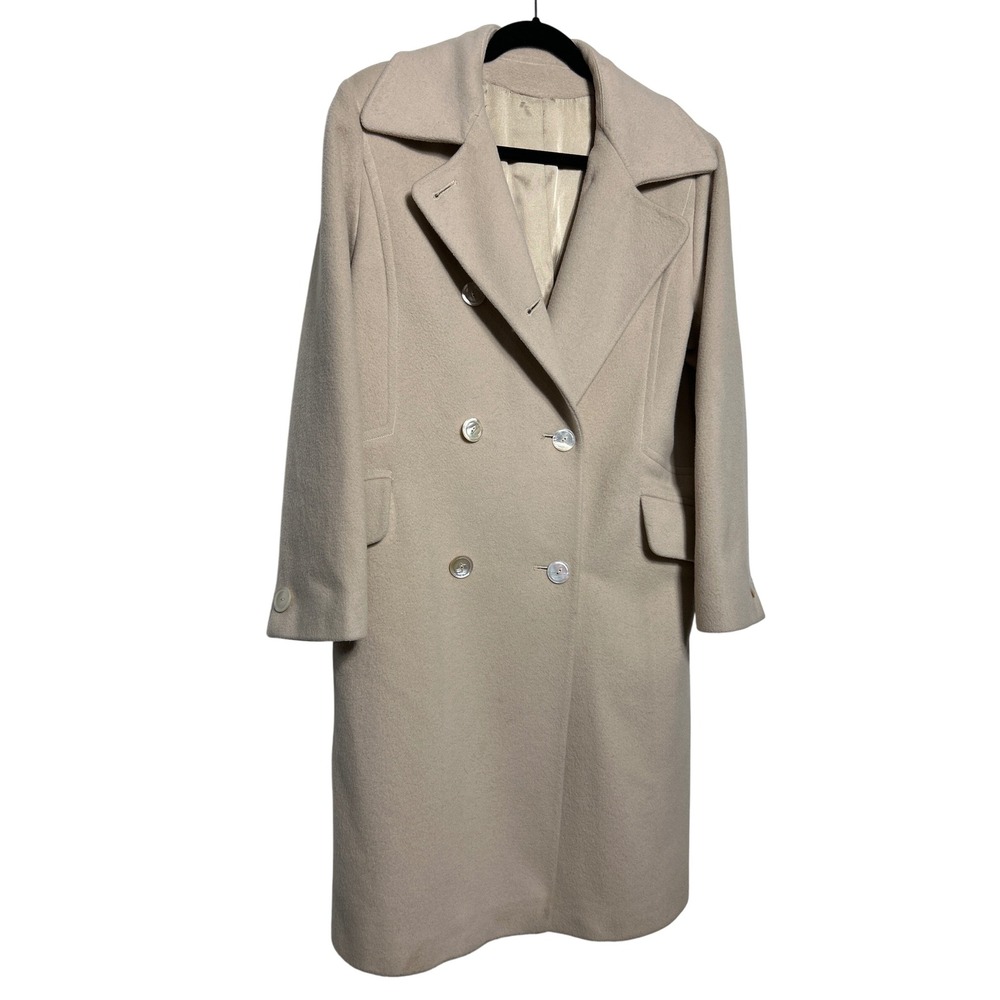 VTG Arnold Scaasi Merino Wool Coat Beige Women's VTG Size 12  (current Sz 8) EUC